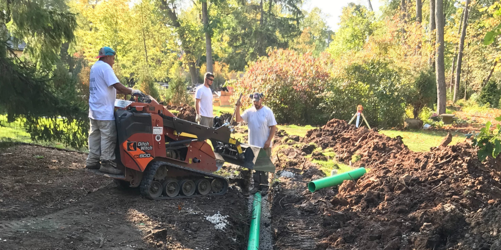 Landscaping contractors at work